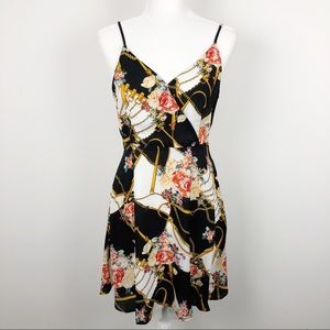 NWT Gilli Floral Sleeveless Chain Detail Dress Medium Adjustable Straps